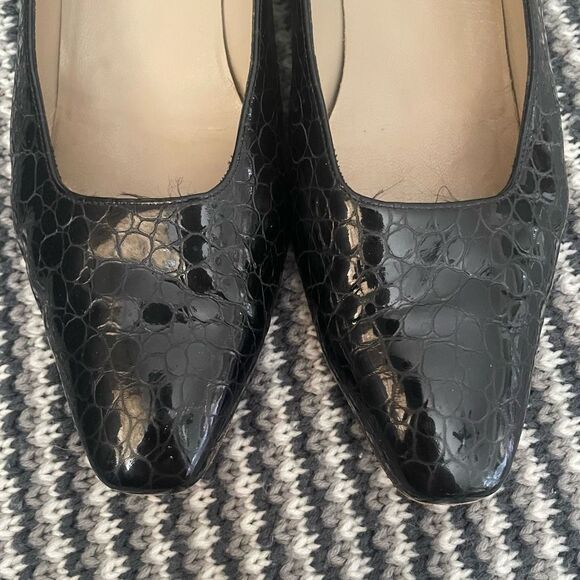 Salvatore Ferragamo animal embossed black square toe heel women’s shoe size 10 - Picture 4 of 9